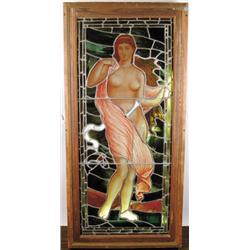 VICTORIAN STAINED & LEADED GLASS WINDOW.  