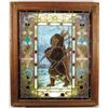 Image 1 : VICTORIAN STAINED & LEADED GLASS WINDOW.  