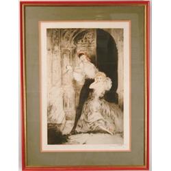 FRAMED LOUIS ICART ETCHING.  
