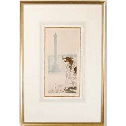 FRAMED LOUIS ICART ETCHING.  