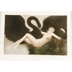 LOUIS ICART "LEDA & THE SWAN".  