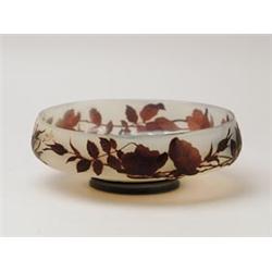 SIGNED GALLE CAMEO FLORAL CENTERPIECE BOWL.  