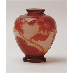 SIGNED GALLE CAMEO FLORAL VASE.  