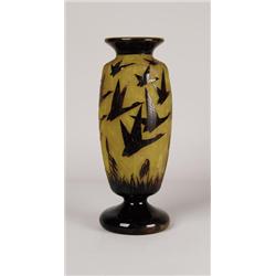 SIGNED LE VERRE FRANCAIS CAMEO VASE. 