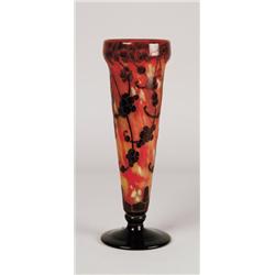SIGNED LE VERRE FRANCAIS CAMEO VASE.  