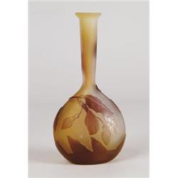 SIGNED GALLE CAMEO BANJO VASE. 