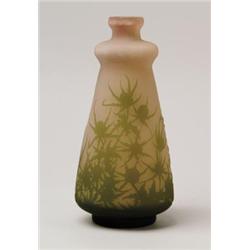 SIGNED GALLE CAMEO THISTLE VASE. 
