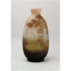 SIGNED GALLE CAMEO SCENIC VASE. 