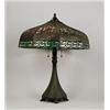 Image 1 : GOOD SIGNED HANDEL TROPICAL SCENIC OVERLAY TABLE LAMP.  