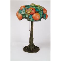 PAIRPOINT PUFFY ORANGE TREE TABLE LAMP.  
