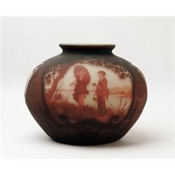 MONUMENTAL SIGNED MULLER SCENIC VASE.  