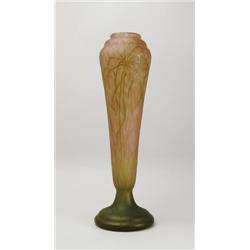 SIGNED DAUM NANCY CAMEO FLORAL VASE.  