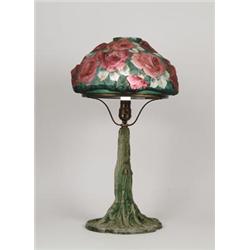 SIGNED PAIRPOINT OPEN TOP PUFFY ROSE TABLE LAMP.  