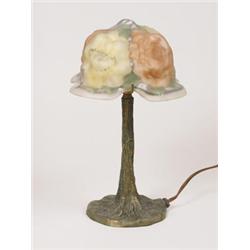 GOOD SIGNED PAIRPOINT ROSE PUFFY BOUDOIR LAMP.  