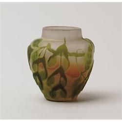 SIGNED GALLE CAMEO GLASS VASE. 
