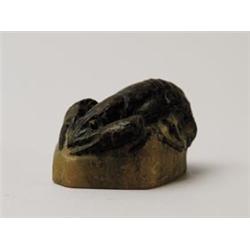 SIGNED WALTER PATE DE VERRE PAPERWEIGHT.  
