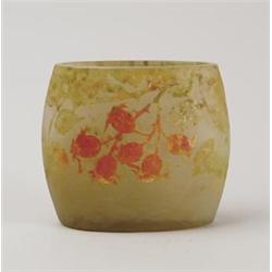 SIGNED DAUM CAMEO PILLOW VASE.  