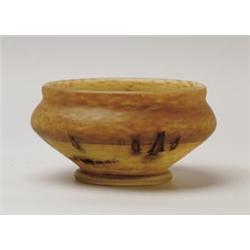 SIGNED DAUM ENAMELED SCENIC VASE.  