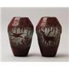 Image 1 : PAIR OF SIGNED LEGRAS CAMEO SCENIC VASES.  