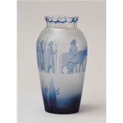 BLUE CAMEO FIGURAL VASE.  
