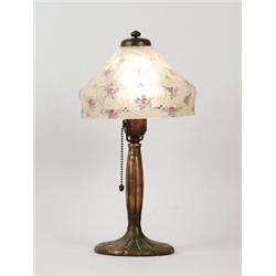 REVERSE PAINTED HANDEL BOUDOIR LAMP.  