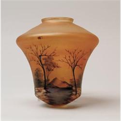 HAND PAINTED HANGING ART GLASS SHADE.  
