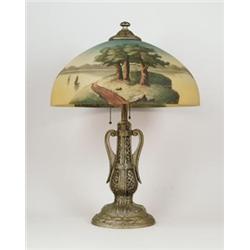 REVERSE PAINTED TABLE LAMP.  
