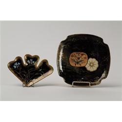 TWO GALLE FAIENCE DISHES.  