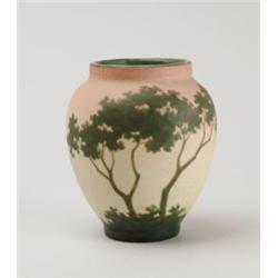 SIGNED WALTER SCENIC CERAMIC VASE.  