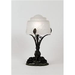MULLER SHADE ON EDGAR BRANDT BASE BOUDOIR.  