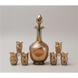 STEUBEN GOLD AURENE CORDIAL SET.  