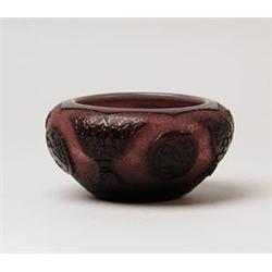 STEUBEN PLUM JADE ACID CUT BACK BOWL.  