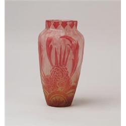 STEUBEN ACID CUT BACK CLUTHRA VASE.  