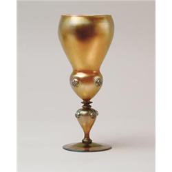 STEUBEN GOLD AURENE CHALICE VASE.  