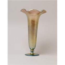 STEUBEN GOLD AURENE TRUMPET VASE.  