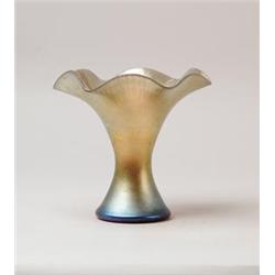 STEUBEN AURENE RUFFLED VASE.  