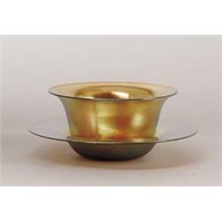 STEUBEN GOLD AURENE BOWL & UNDERPLATE.  