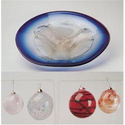 NEIL DROBNIS BOWL & ORNAMENTS.  