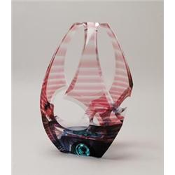 CONTEMPORARY CUT RAINBOW VASE.  