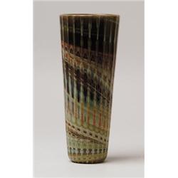 ART REED AGATE GLASS VASE.  