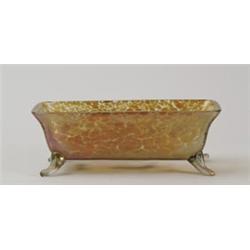 AUSTRIAN IRIDESCENT FOOTED RECTANGULAR DISH.  