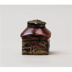 LOETZ TYPE GLASS & BRASS INKWELL.  