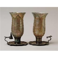 PAIR OF DURAND CANDLE LAMPS.  