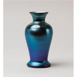 DURAND IRIDESCENT BLUE VASE. 
