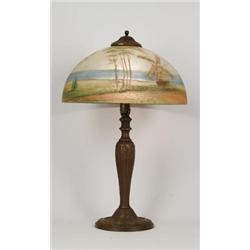 PHOENIX REVERSE PAINTED TABLE LAMP.  