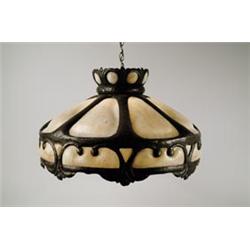 ARTS & CRAFTS BLOWN-OUT PANEL HANGING LAMP.  