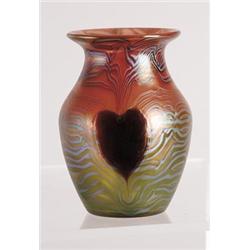 RARE LOETZ VASE WITH HEART DECORATION.  