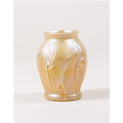 GOOD TIFFANY GOLD DECORATED MINI VASE.  