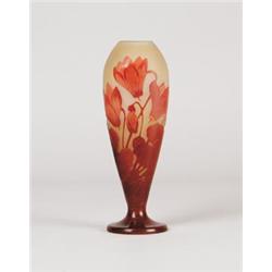 SIGNED GALLE CAMEO GLASS VASE.  