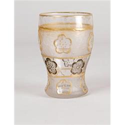 SIGNED DAUM ACID CUT ENAMELED AND GILDED TUMBLER.  